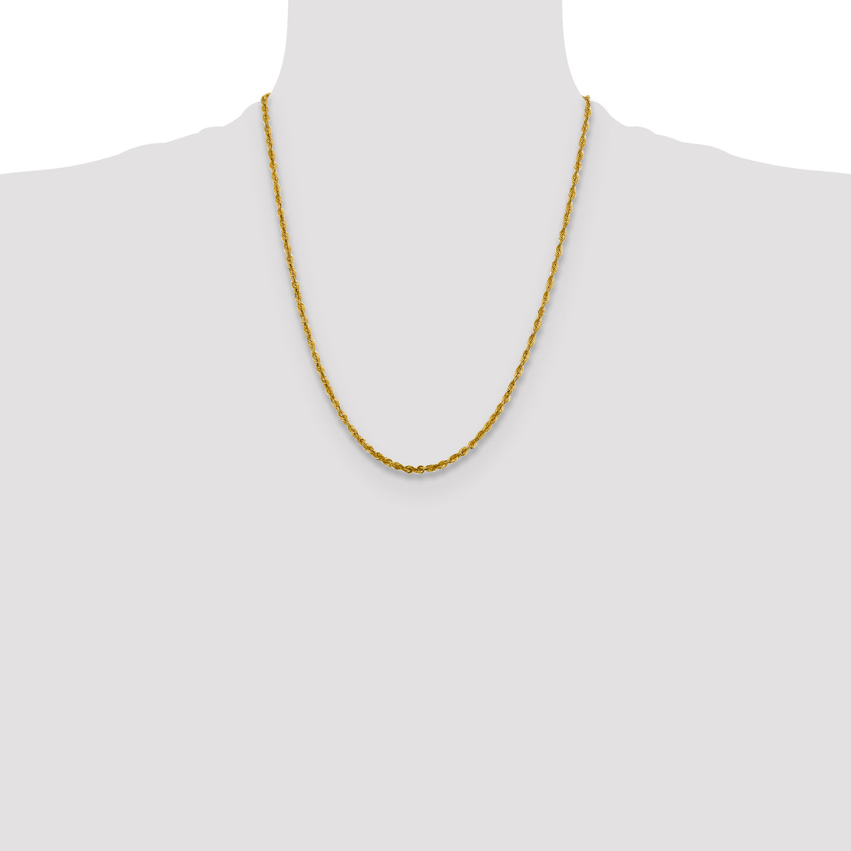 Rope Chain in 10K Yellow Gold, Bracelet to Necklace Lengths, 3mm - Sophia Jewelers