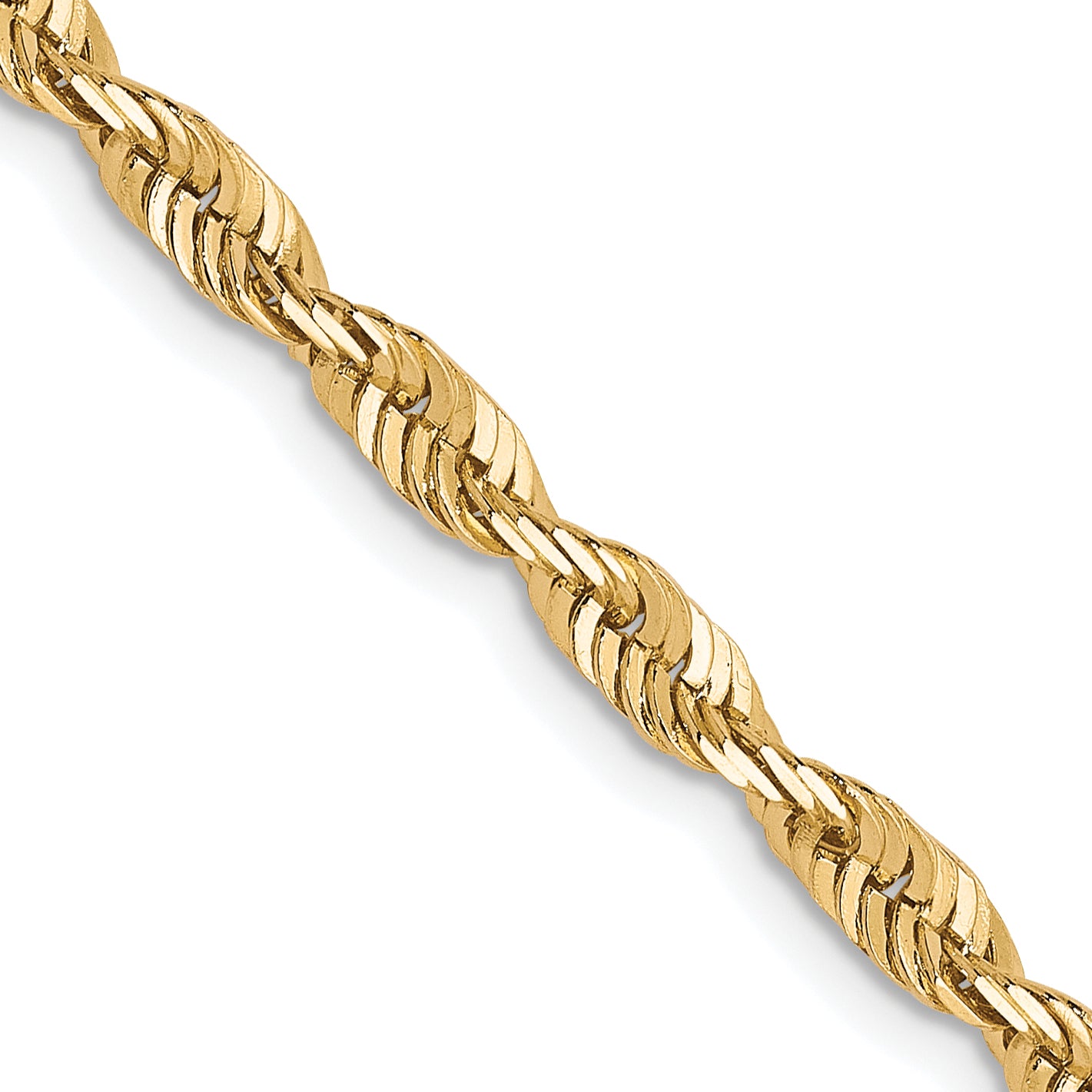 10K Yellow Gold Solid Diamond-Cut Rope Chain Necklace 3mm Main image