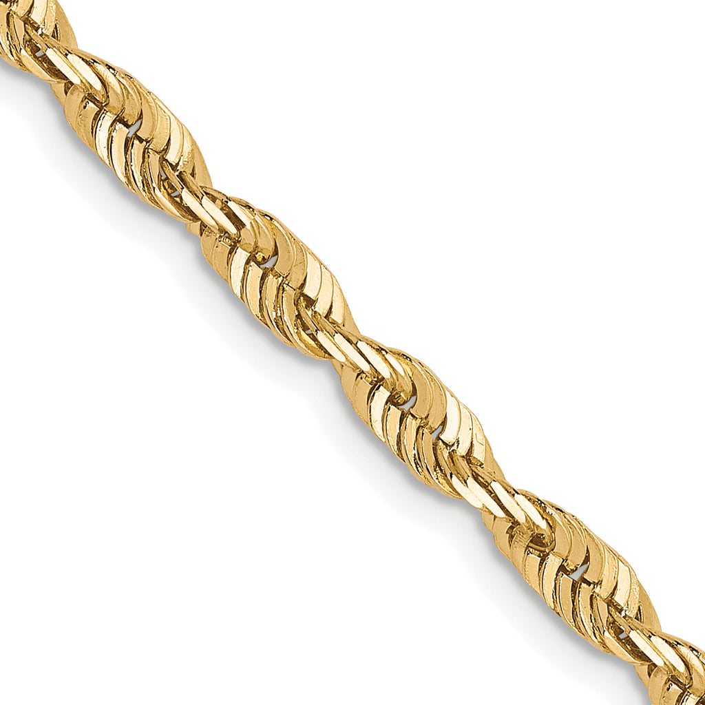 3.0mm 10K Yellow Gold Diamond-Cut Lightweight Rope Chain - Sophia Jewelers