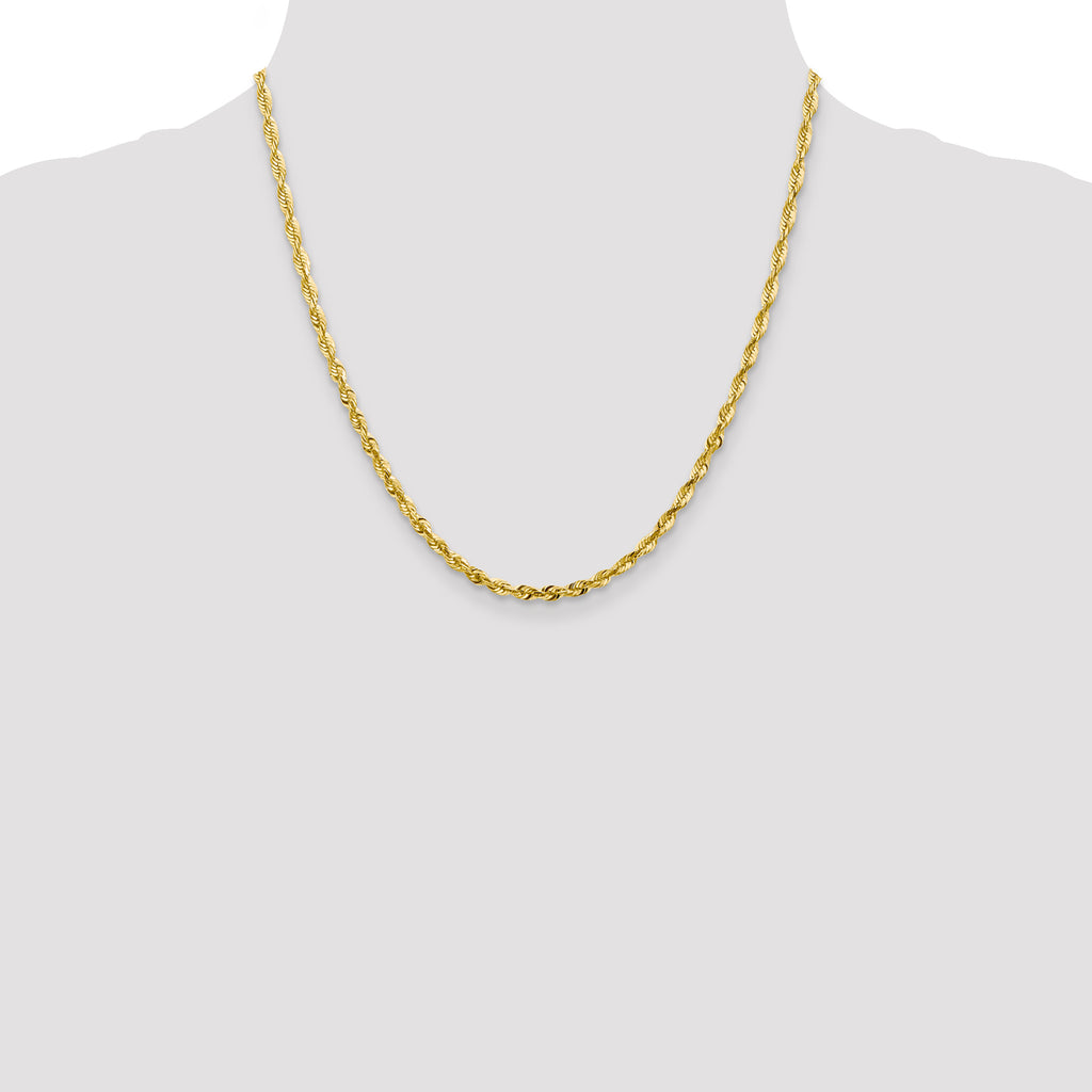 3.5mm 10K Yellow Gold Diamond-Cut Lightweight Rope Chain - Sophia Jewelers
