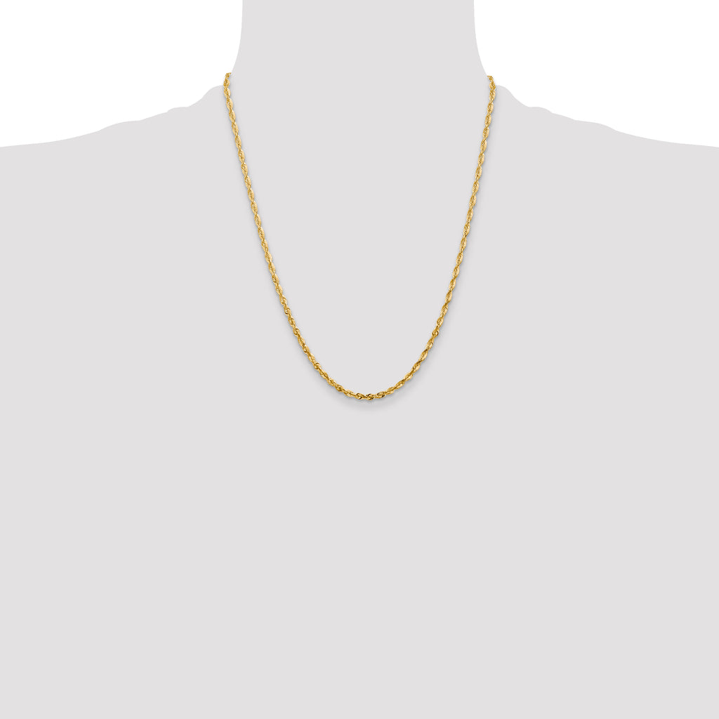 10K Yellow Gold Solid Diamond-Cut Rope Chain Necklace 3.5mm