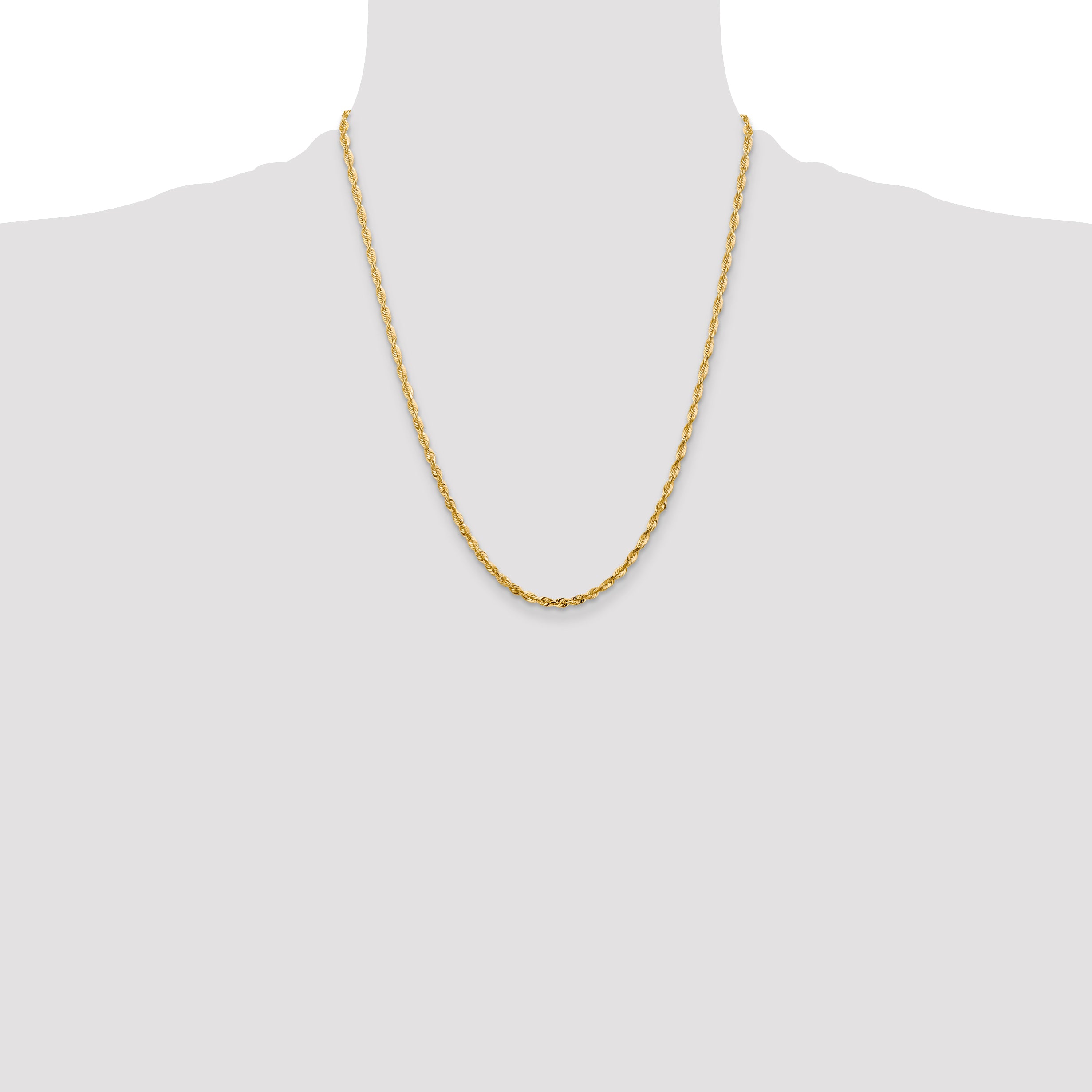 10K Yellow Gold Solid Diamond-Cut Rope Chain Necklace 3.5mm