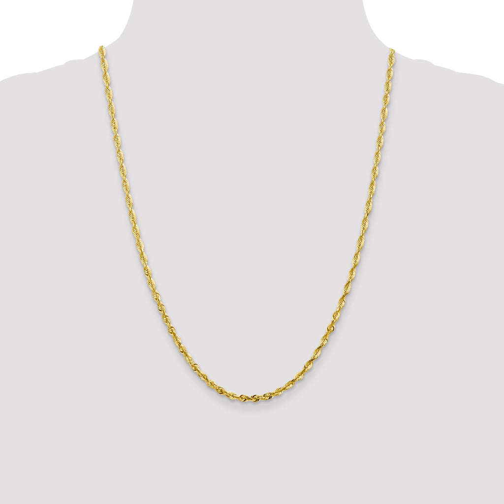 10K 3.5mm Diamond-Cut Lightweight Rope Chain