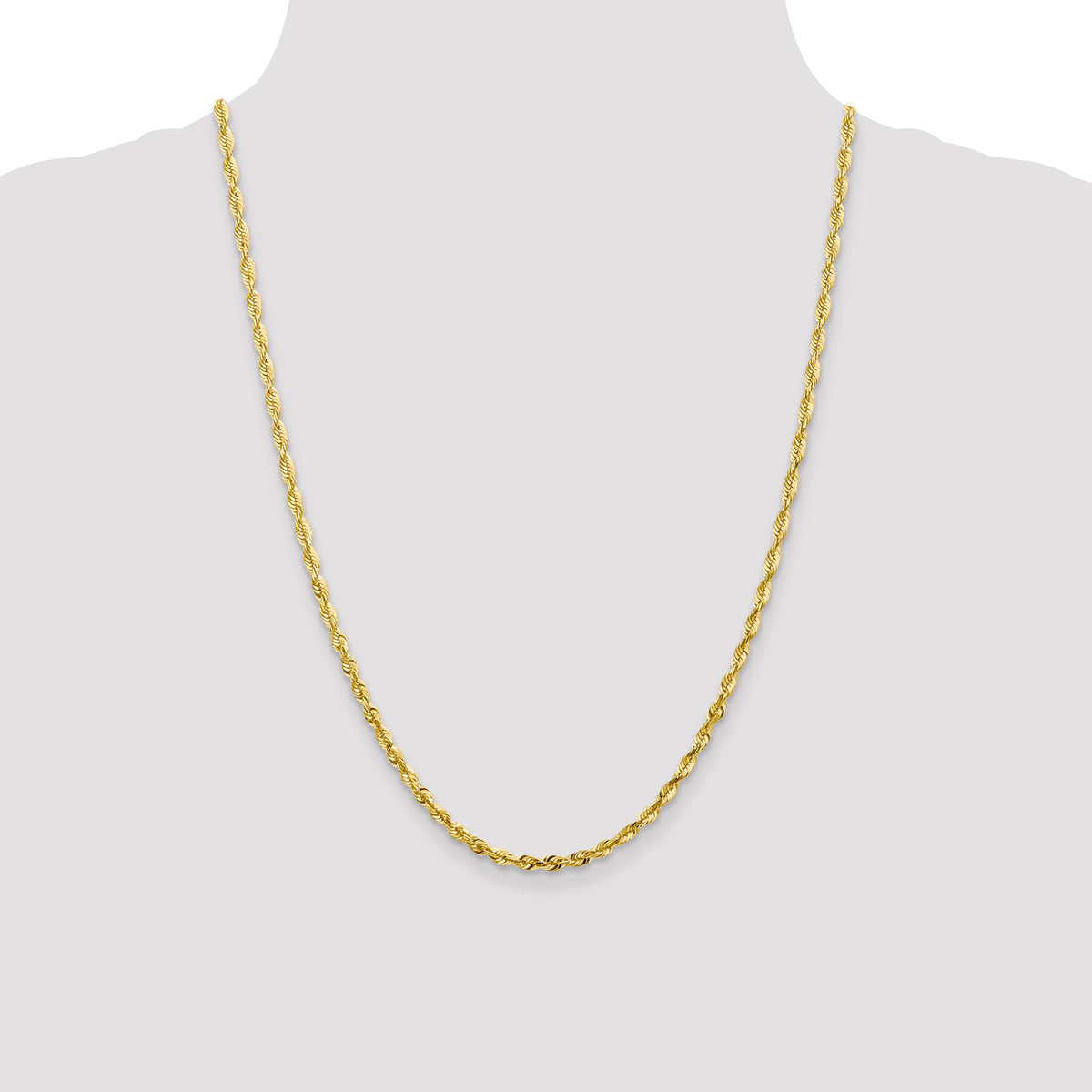10K 3.5mm Diamond-Cut Lightweight Rope Chain
