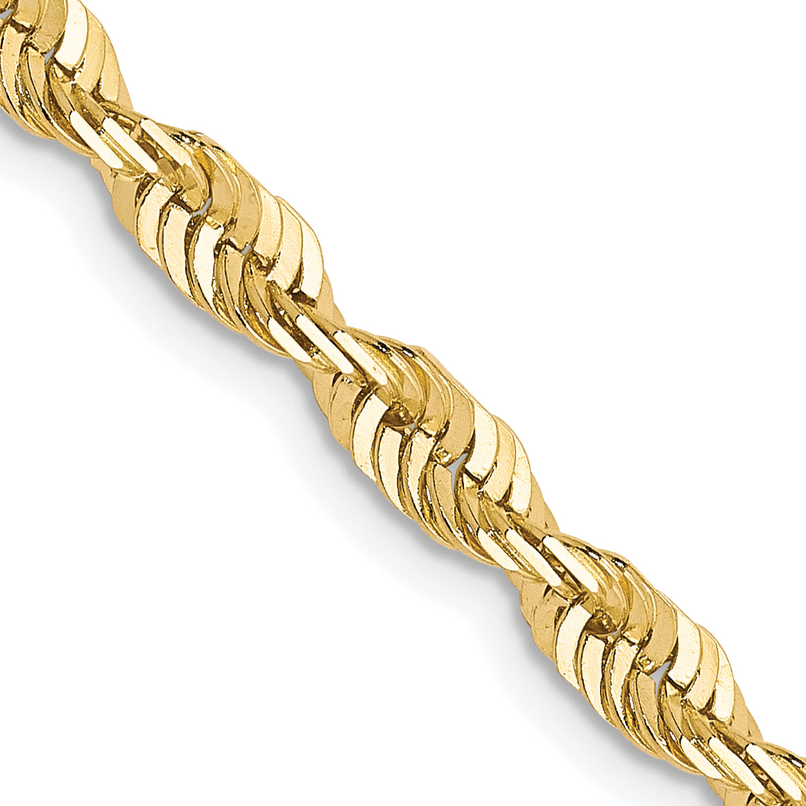 10K Yellow Gold Solid Diamond-Cut Rope Chain Necklace 3.5mm