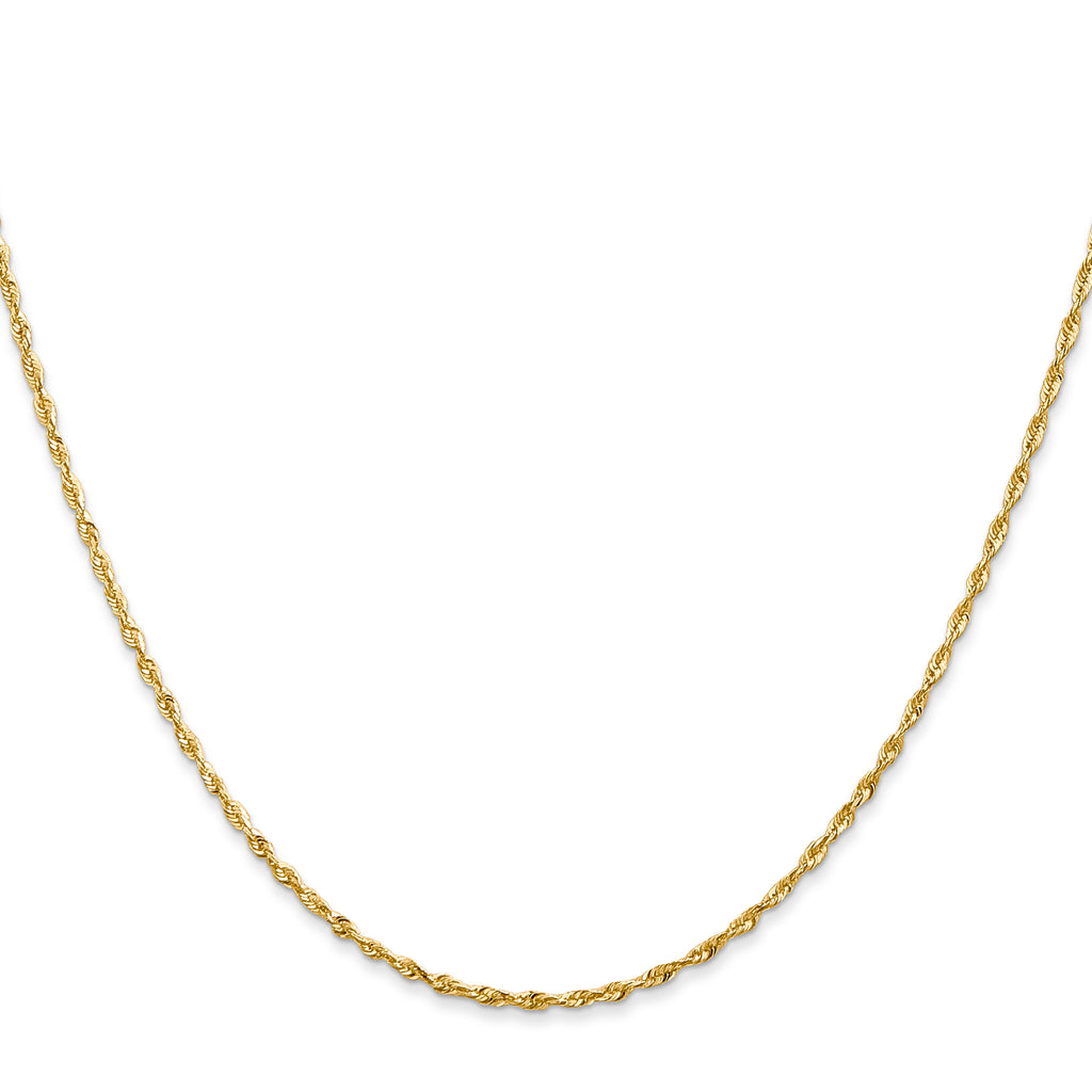 10K Yellow Gold Solid Diamond-Cut Rope Chain Necklace 1.5mm