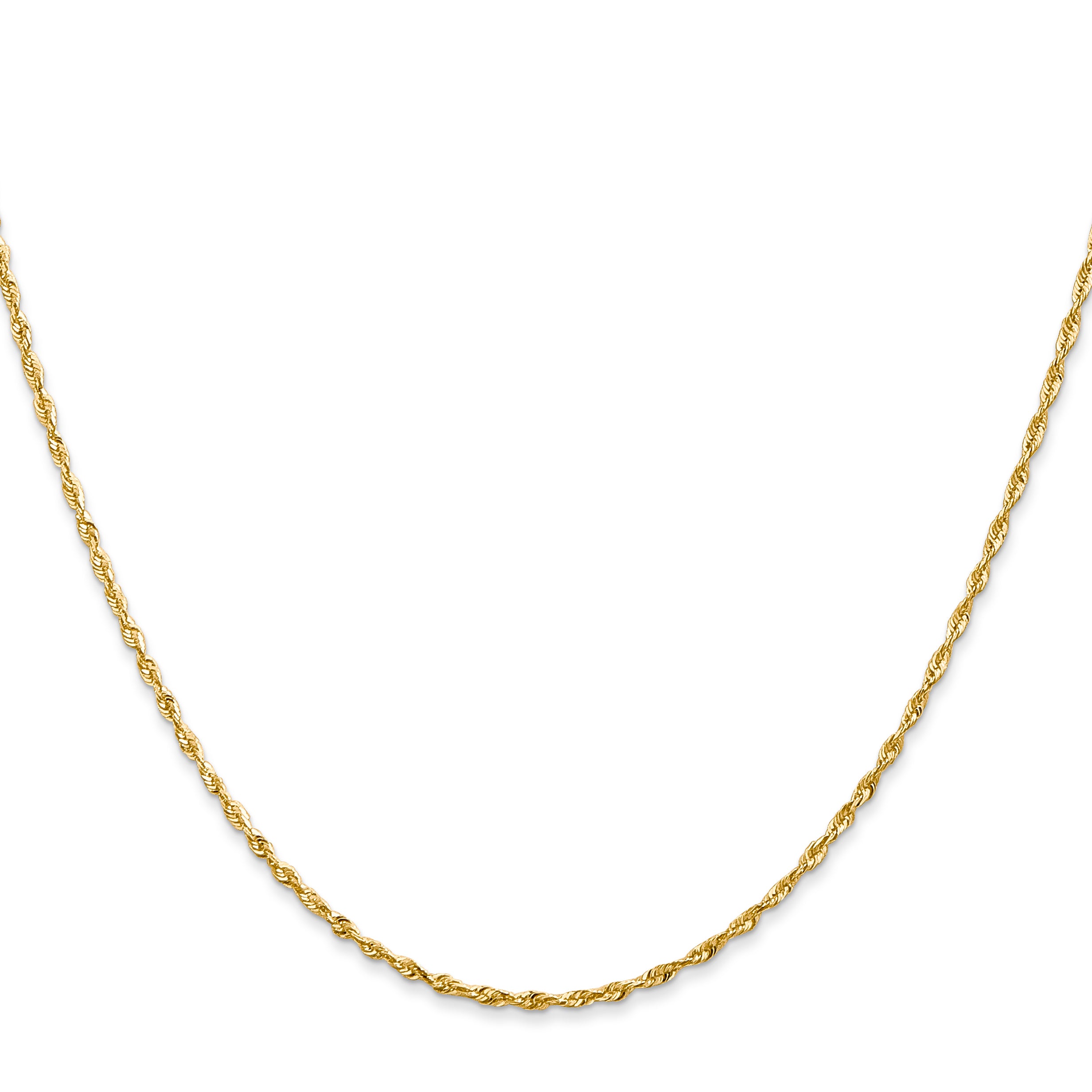 10K Yellow Gold Solid Diamond-Cut Rope Chain Necklace 1.5mm