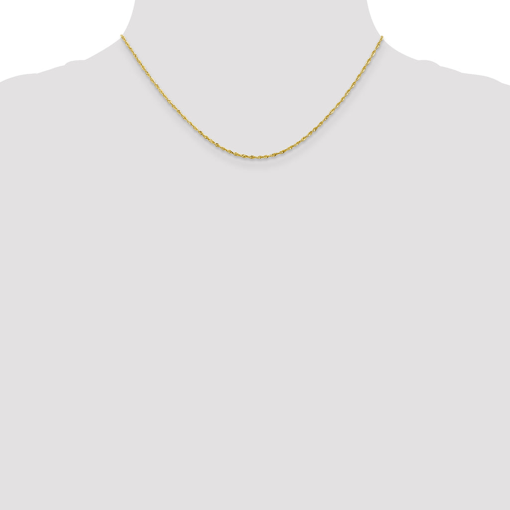 10K Yellow Gold Solid Diamond-Cut Rope Chain Necklace 1.5mm
