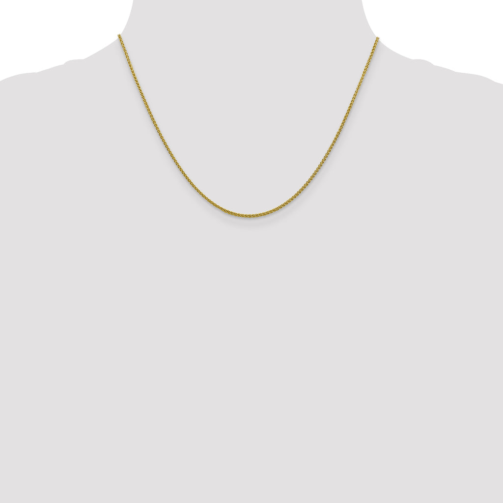 10K Yellow Gold Solid Diamond-Cut Wheat Chain Necklace 1.5mm
