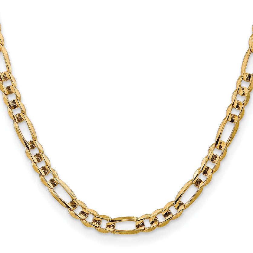 10K Yellow Gold Solid Figaro Chain Necklace 7.5mm