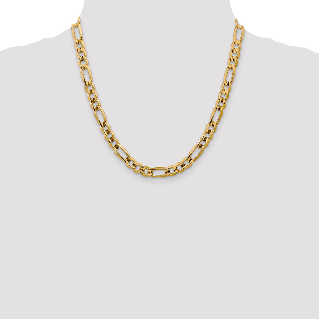 7.5mm 10K Yellow Gold Concave Figaro Chain - Sophia Jewelers