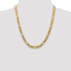 10K Yellow Gold Solid Figaro Chain Necklace 7.5mm