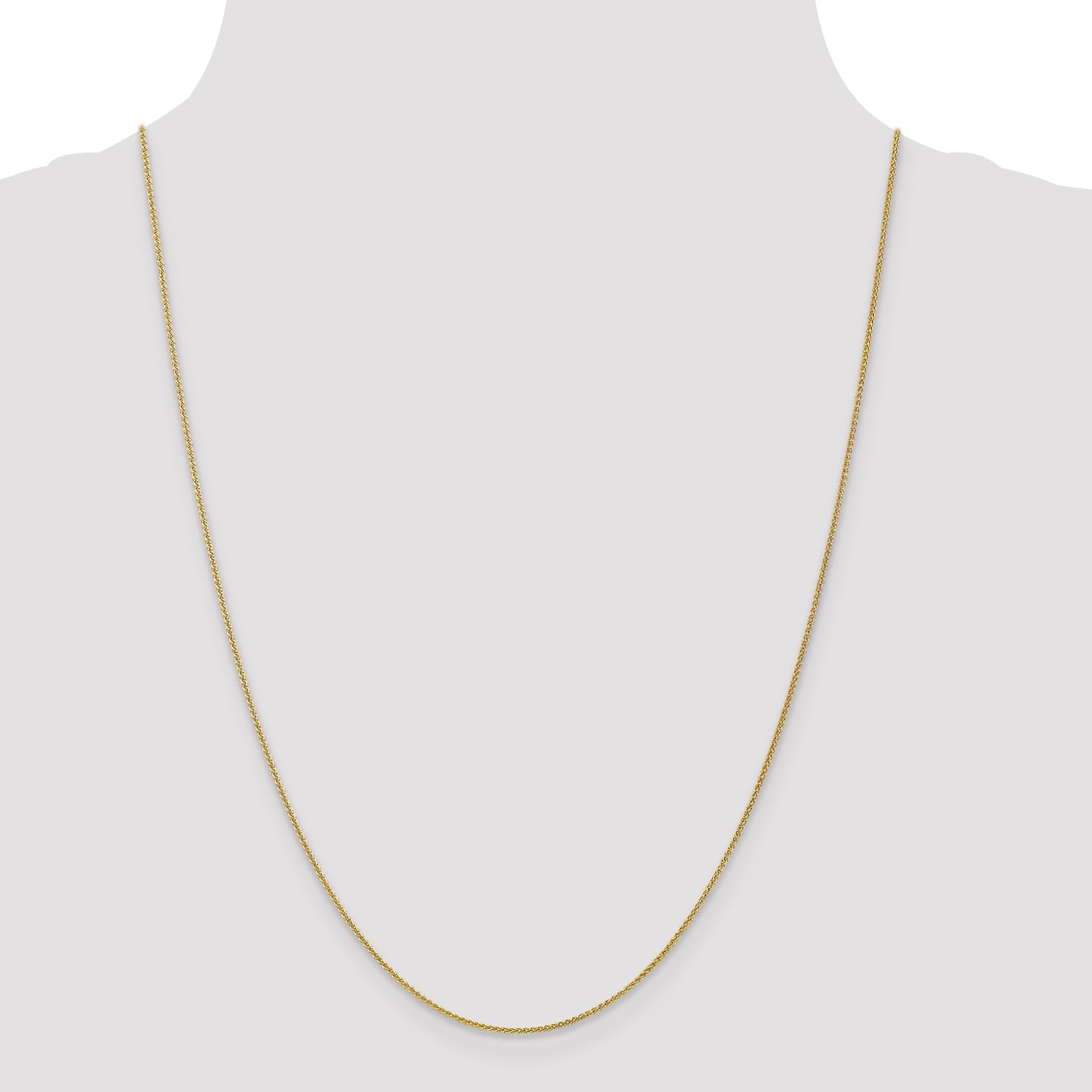 10K Yellow Gold Solid Wheat Chain Necklace 1mm