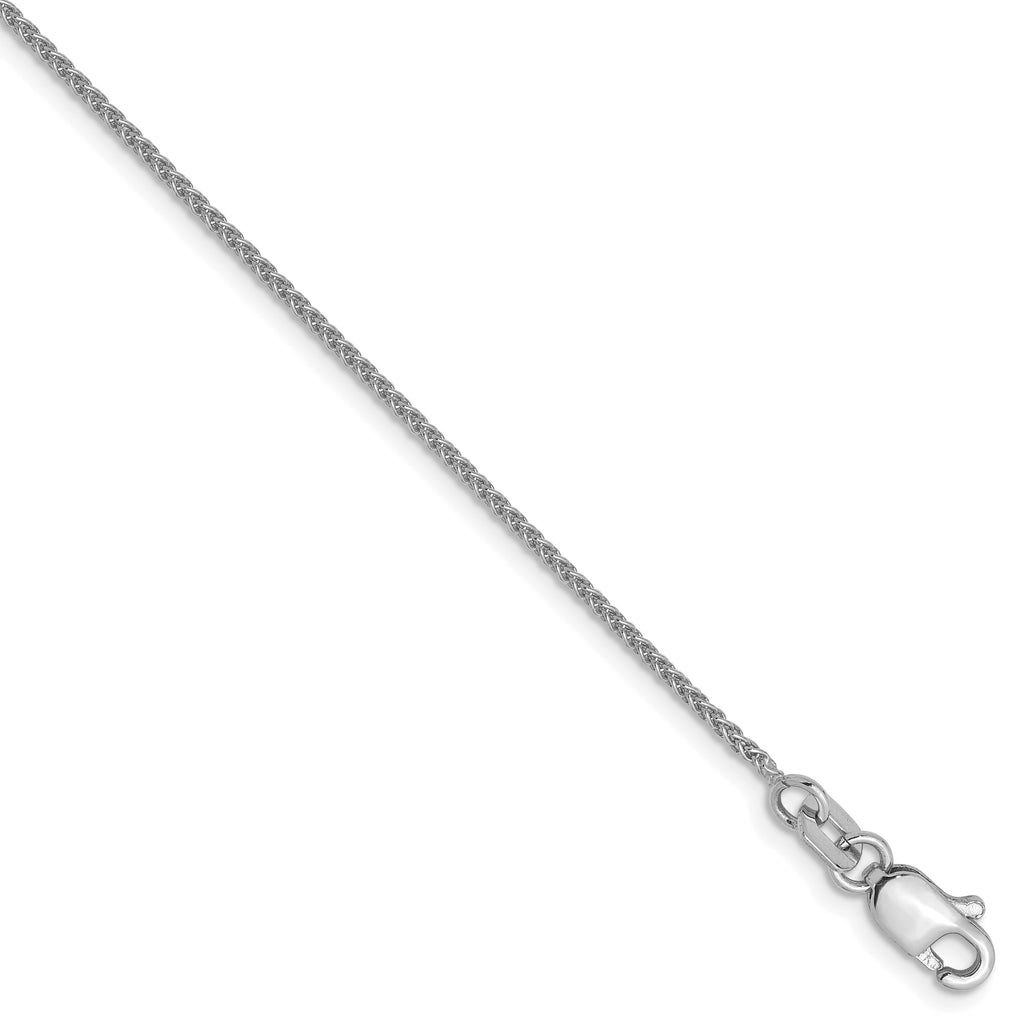 10k White Gold 1mm Spiga Chain Anklet