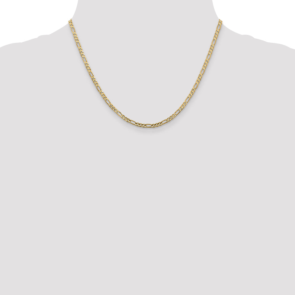 3.0mm 10K Yellow Gold Concave Figaro Chain - Sophia Jewelers