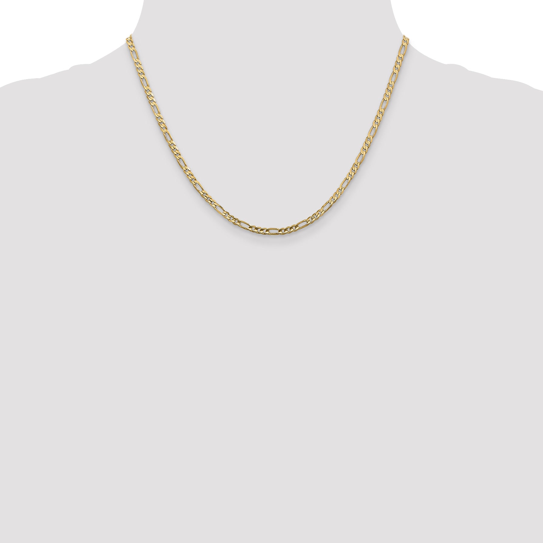 3.0mm 10K Yellow Gold Concave Figaro Chain - Sophia Jewelers