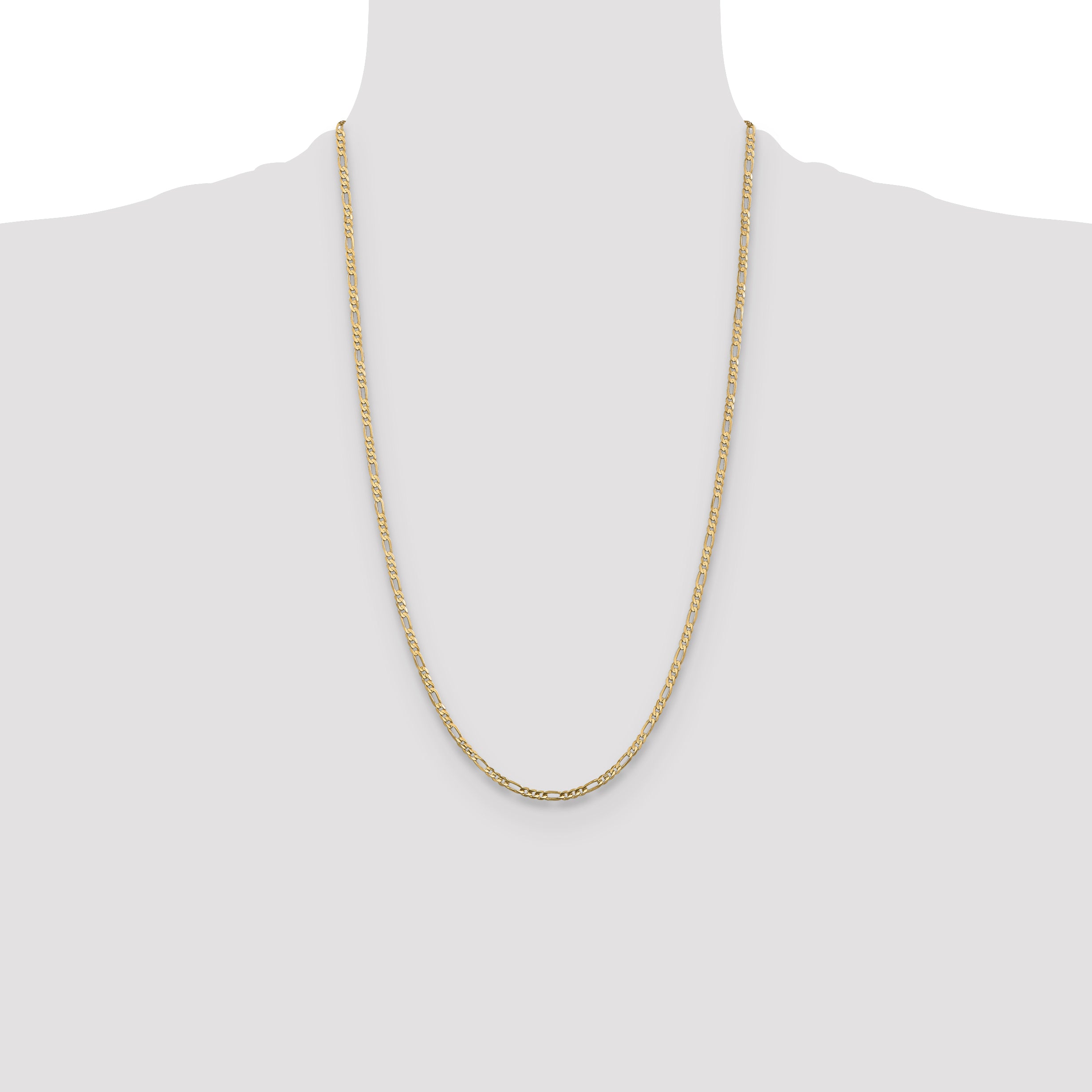 10K Yellow Gold Solid Figaro Chain Necklace 3mm