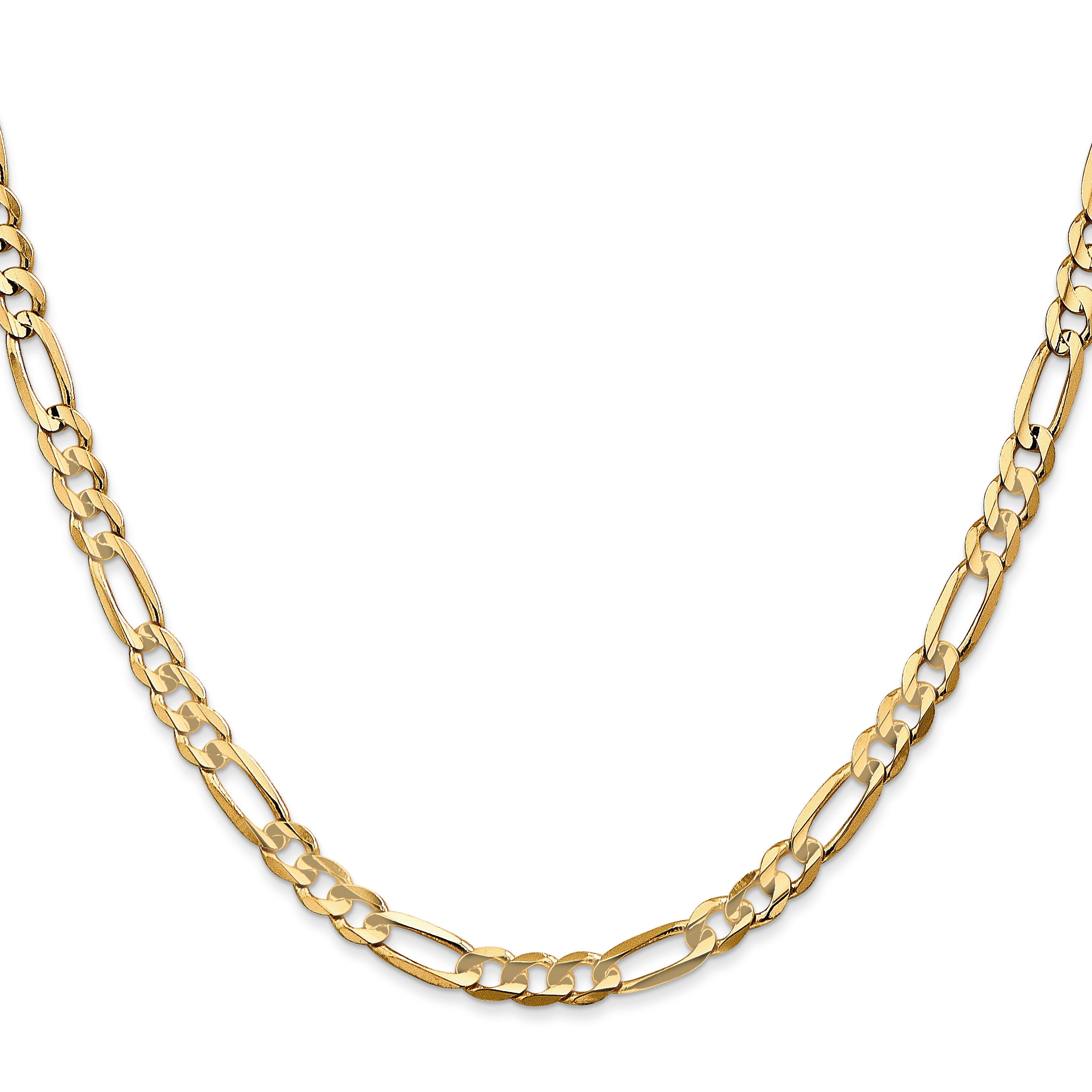 10K Yellow Gold Solid Figaro Chain Necklace 4.5mm
