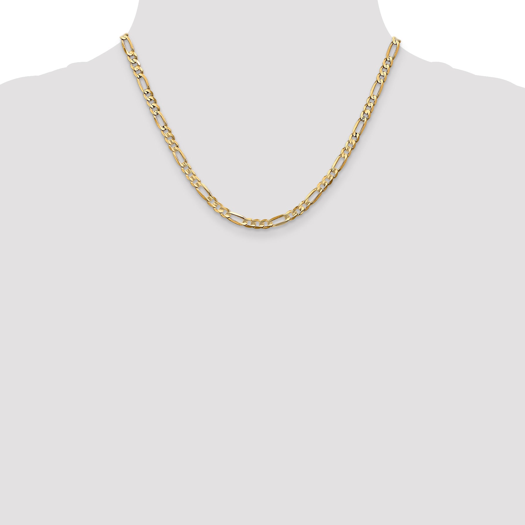 4.5mm 10K Yellow Gold Concave Figaro Chain - Sophia Jewelers