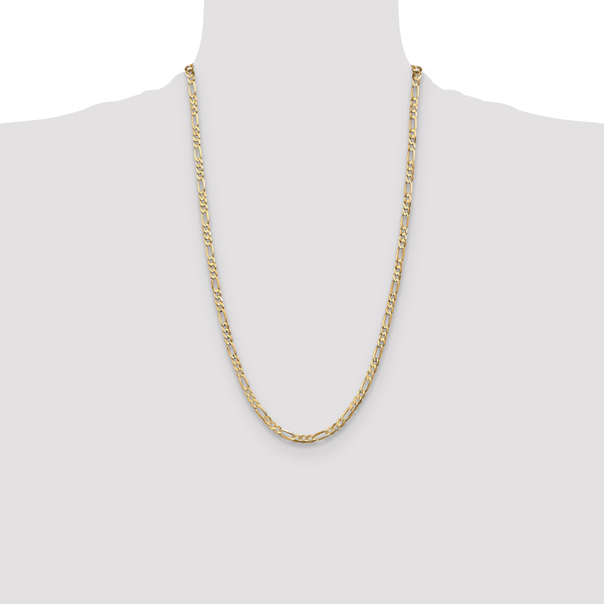 10K Yellow Gold Solid Figaro Chain Necklace 4.5mm