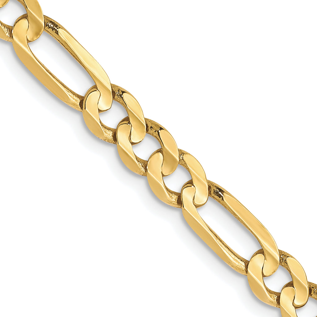 10K Yellow Gold Solid Figaro Chain Necklace 4.5mm