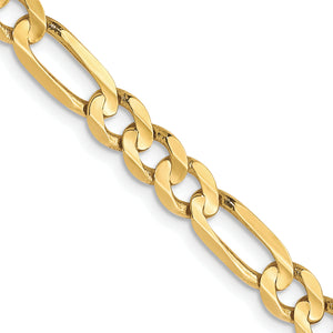 10K Yellow Gold Solid Figaro Chain Necklace 4.5mm
