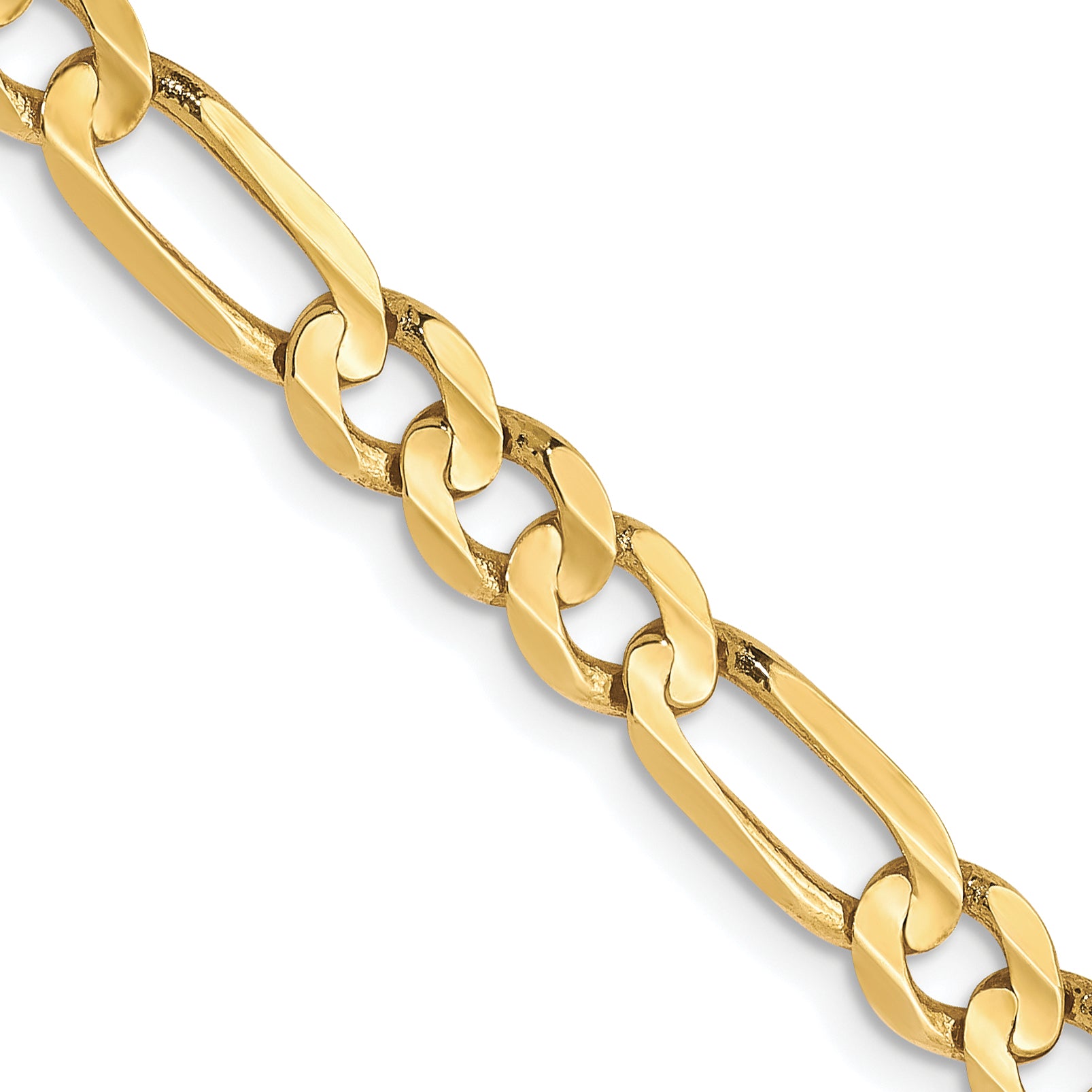 10K Yellow Gold Solid Figaro Chain Necklace 4.5mm