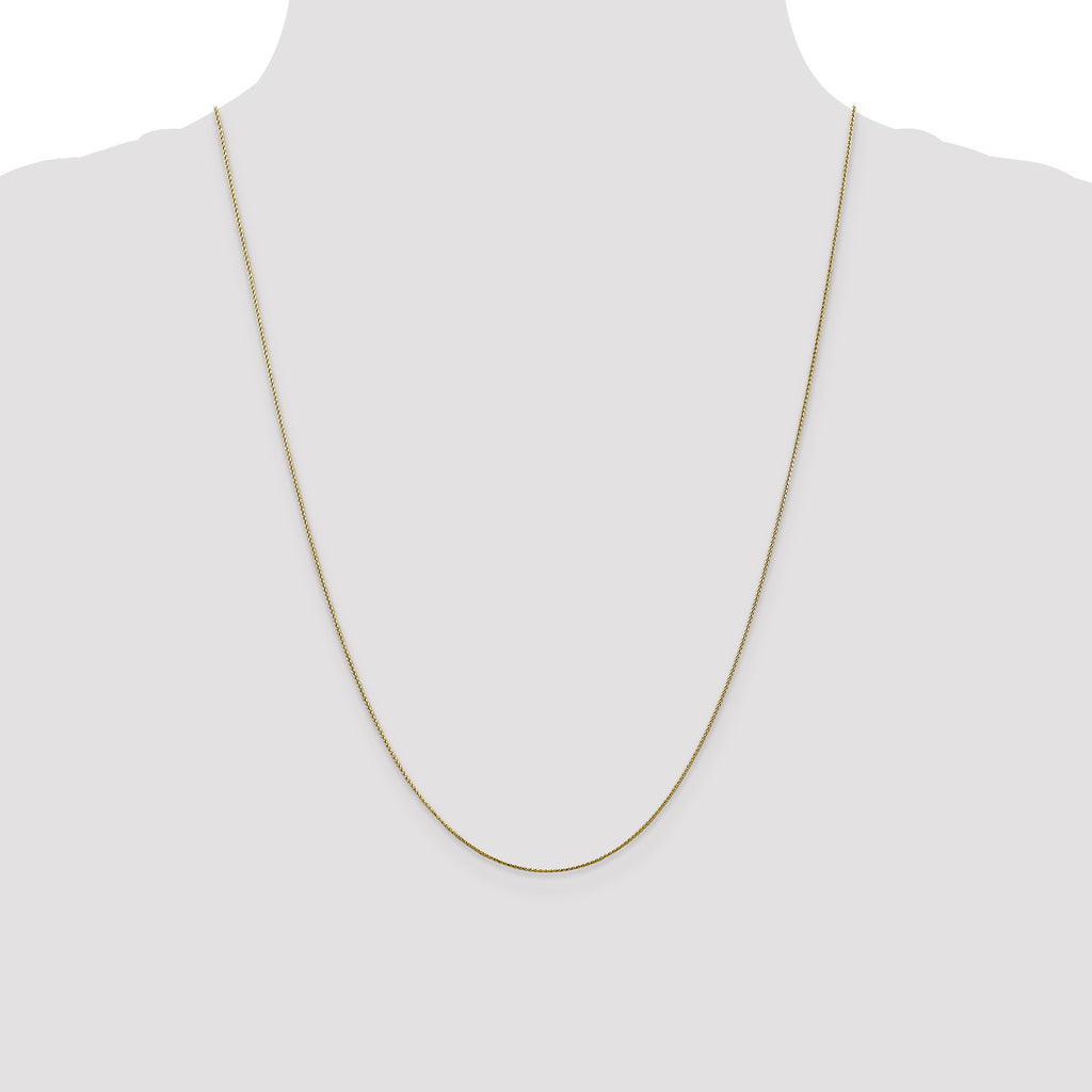 10K Yellow Gold Solid Diamond-Cut Wheat Chain Necklace 0.65mm