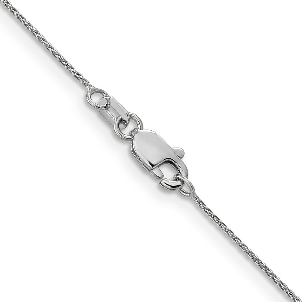 10K White Gold Solid Diamond-Cut Wheat Chain Necklace 0.65mm