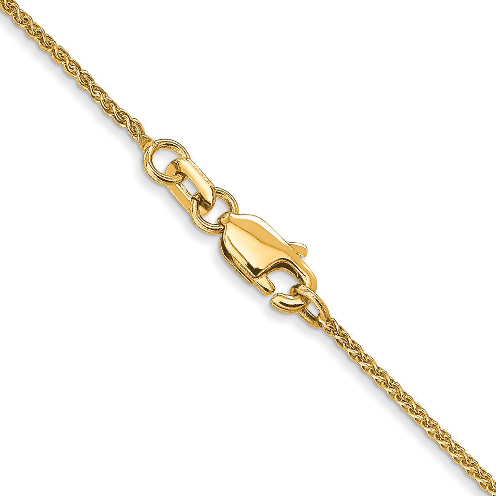 10K Yellow Gold Solid Diamond-Cut Wheat Chain Necklace 1mm