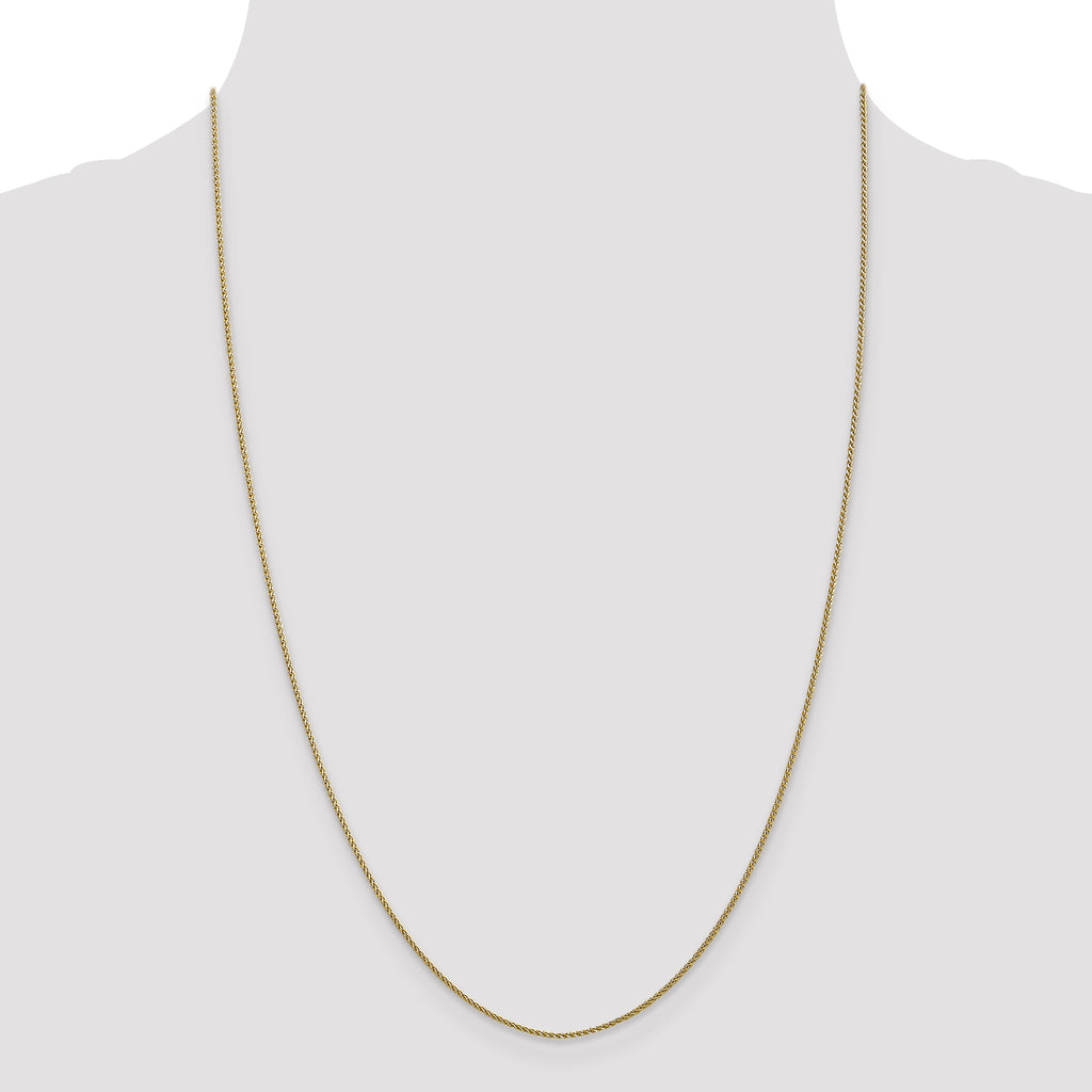 10K Yellow Gold Solid Diamond-Cut Wheat Chain Necklace 1mm