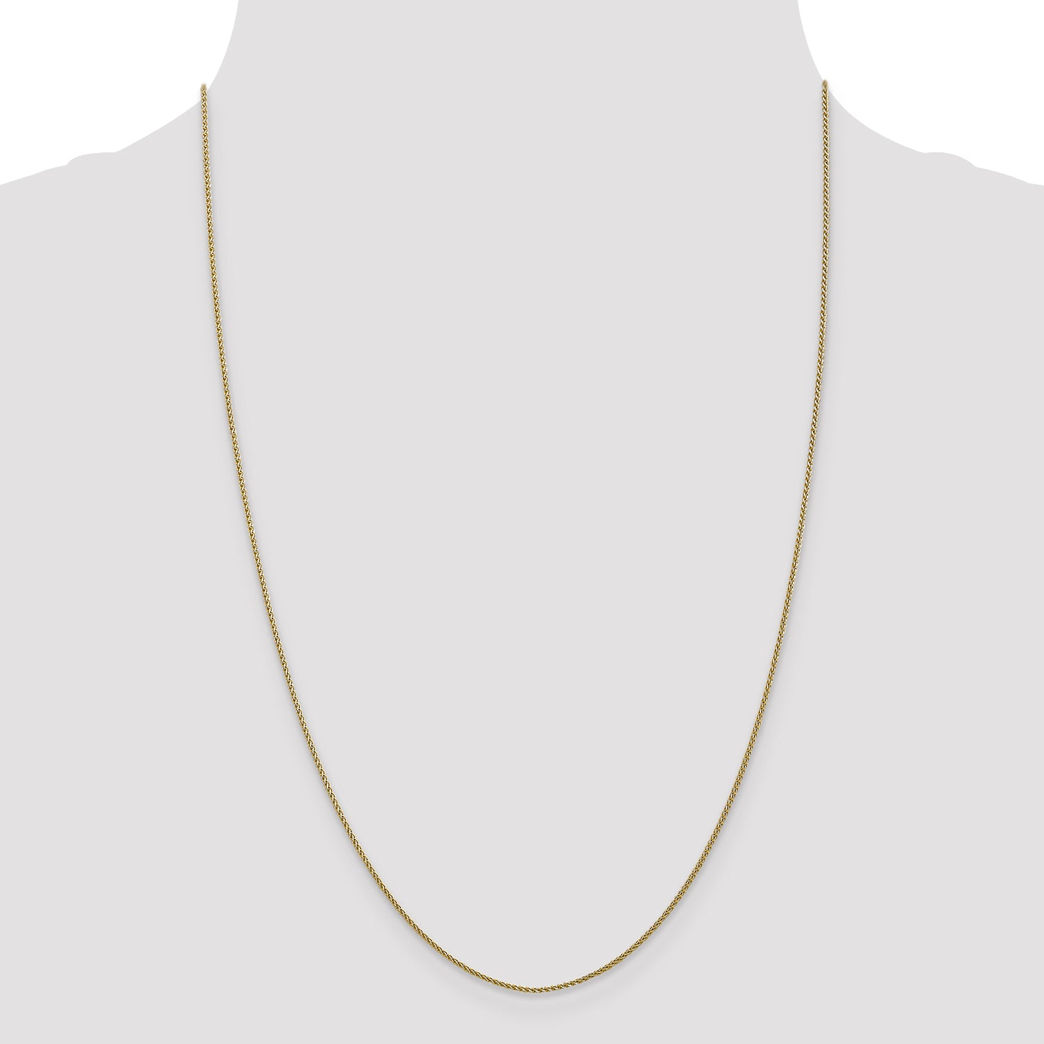 10K Yellow Gold Solid Diamond-Cut Wheat Chain Necklace 1mm