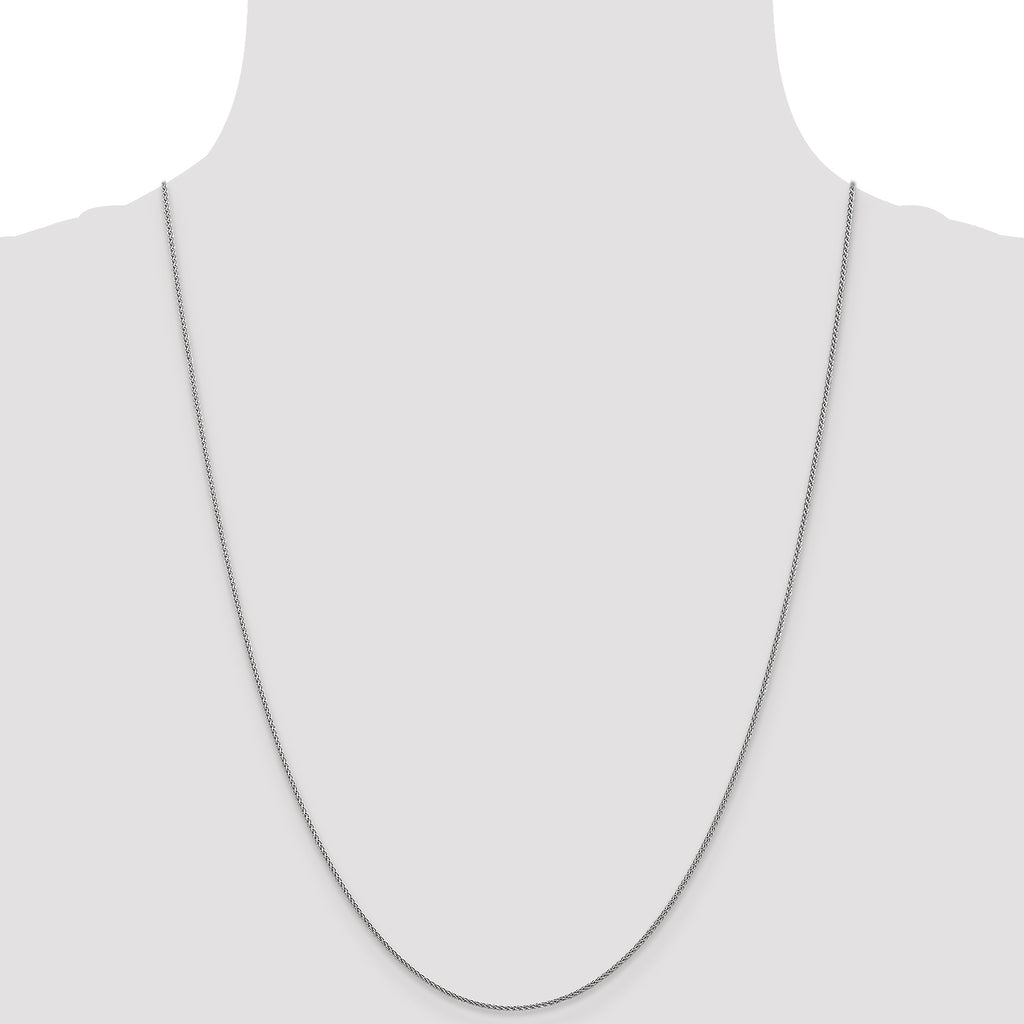 10K White Gold Solid Diamond-Cut Wheat Chain Necklace 1mm