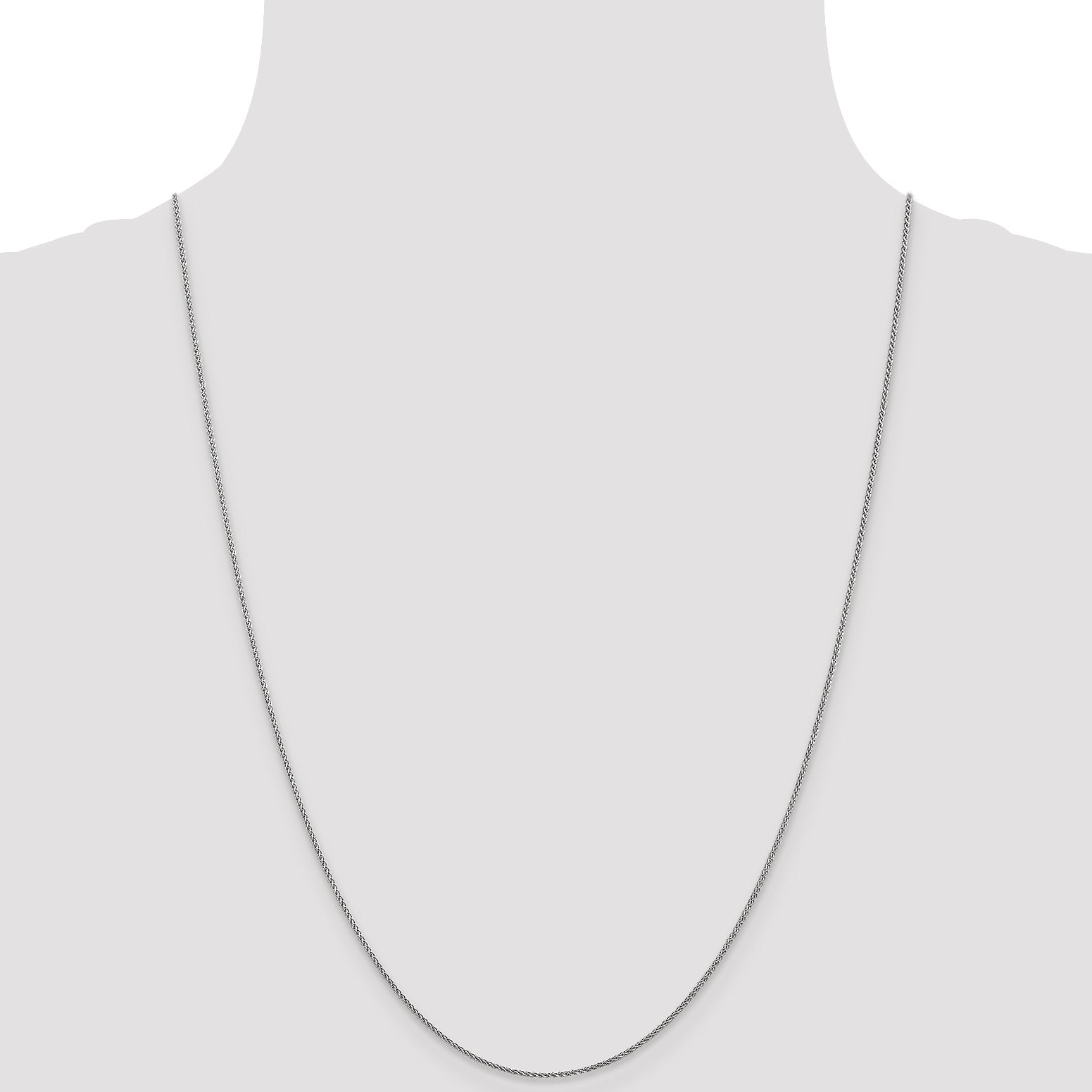 10K White Gold Solid Diamond-Cut Wheat Chain Necklace 1mm