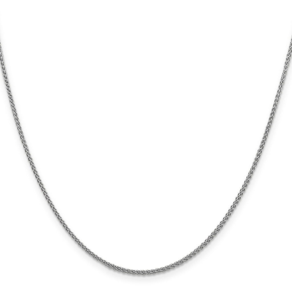 10K White Gold Solid Diamond-Cut Wheat Chain Necklace 1.5mm