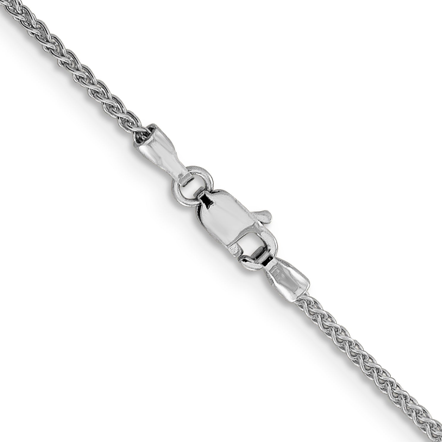 10K White Gold Solid Diamond-Cut Wheat Chain Necklace 1.5mm