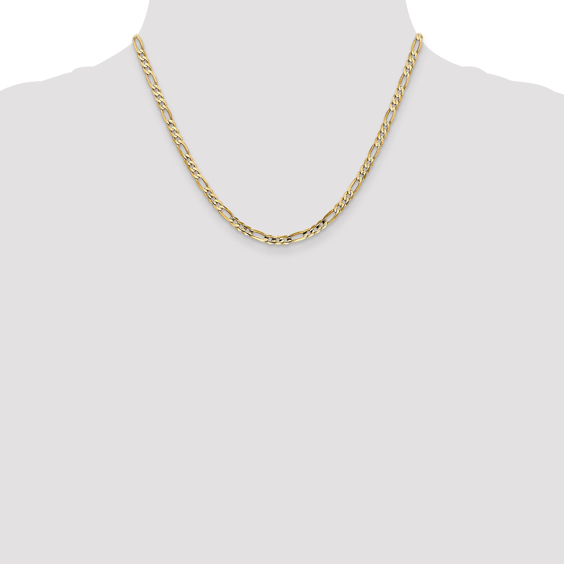 4.0mm 10K Yellow Gold Concave Figaro Chain - Sophia Jewelers