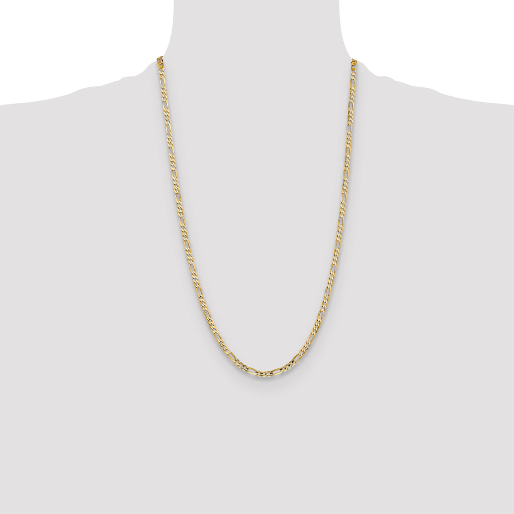 10K Yellow Gold Solid Figaro Chain Necklace 4mm