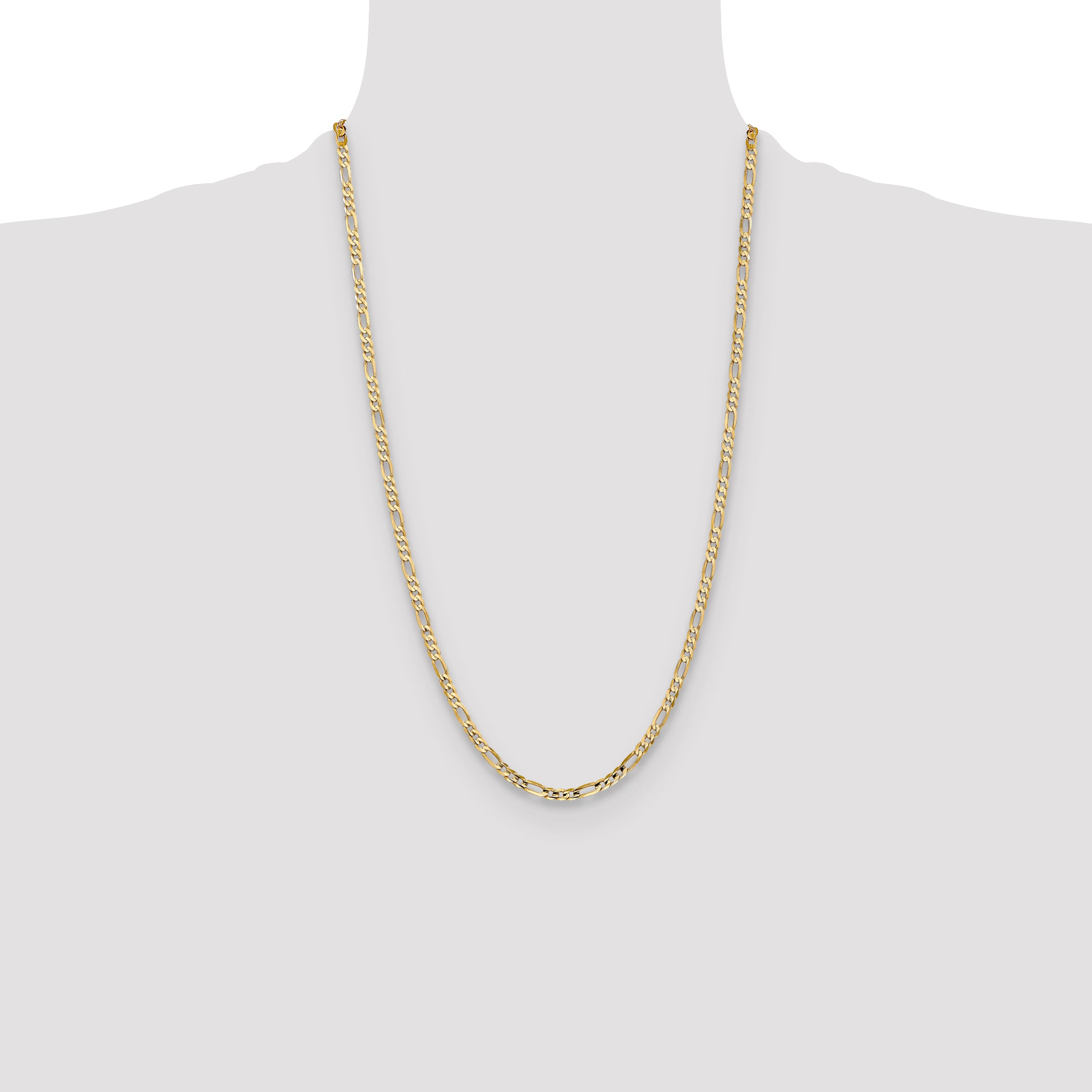 10K Yellow Gold Solid Figaro Chain Necklace 4mm
