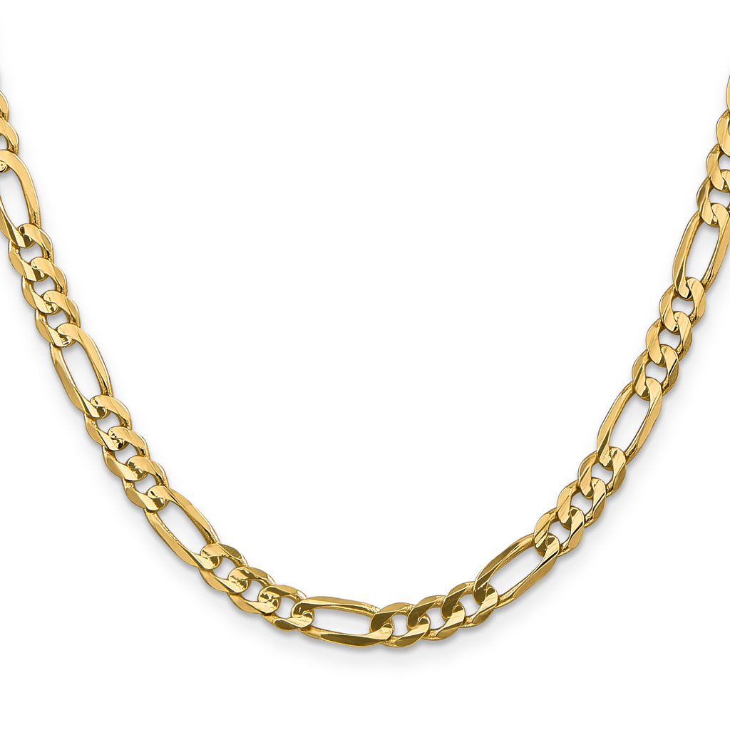 10K Yellow Gold Solid Figaro Chain Necklace 5.25mm