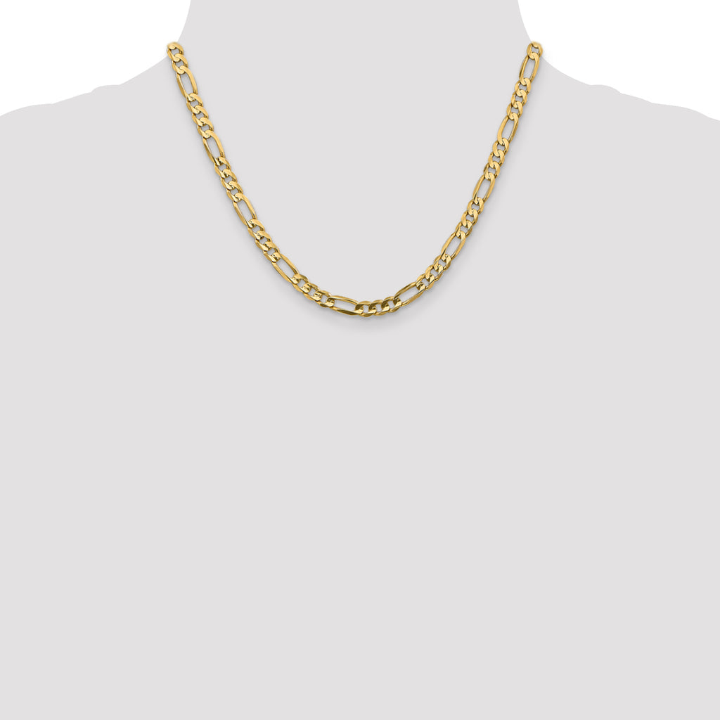 5.25mm 10K Yellow Gold Concave Figaro Chain - Sophia Jewelers