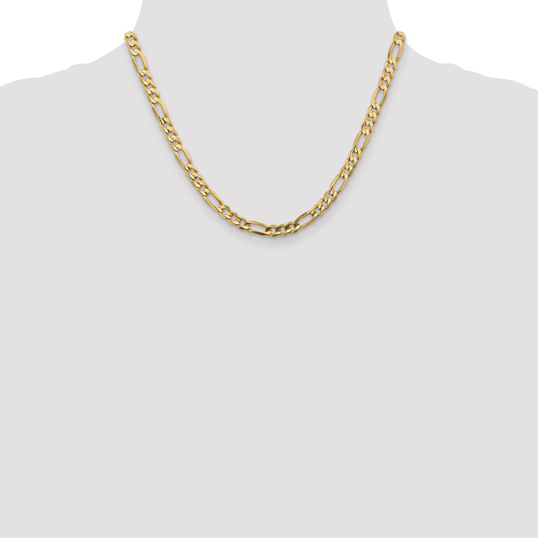 5.25mm 10K Yellow Gold Concave Figaro Chain - Sophia Jewelers