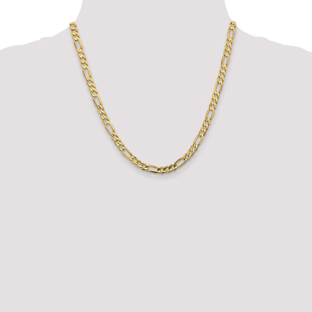 Concave Figaro Chain in 10K Yellow Gold, Bracelet to Necklace Lengths, 5.25mm - Sophia Jewelers