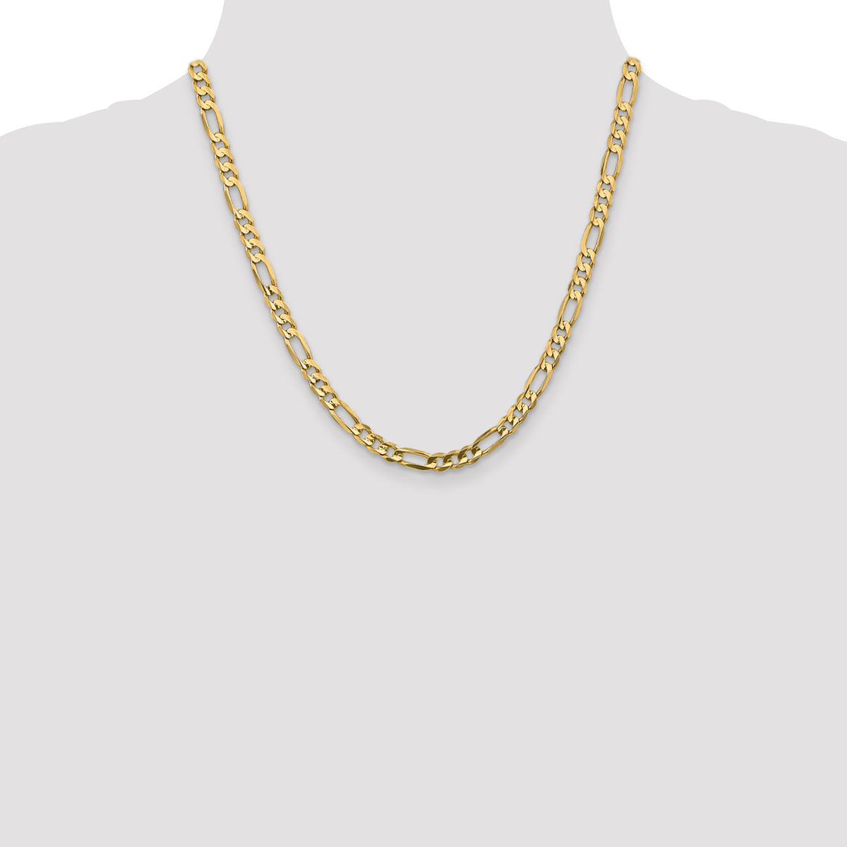 Concave Figaro Chain in 10K Yellow Gold, Bracelet to Necklace Lengths, 5.25mm - Sophia Jewelers