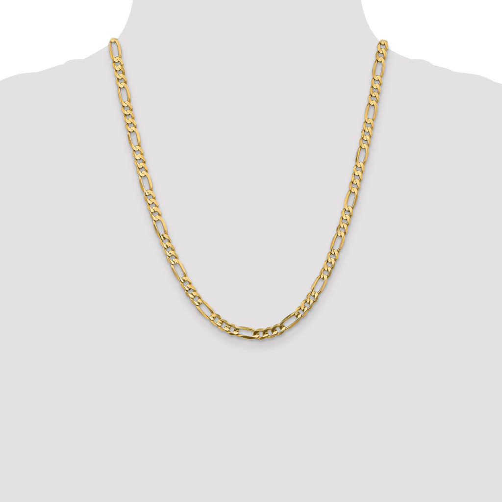 Concave Figaro Chain in 10K Yellow Gold, Bracelet to Necklace Lengths, 5.25mm - Sophia Jewelers