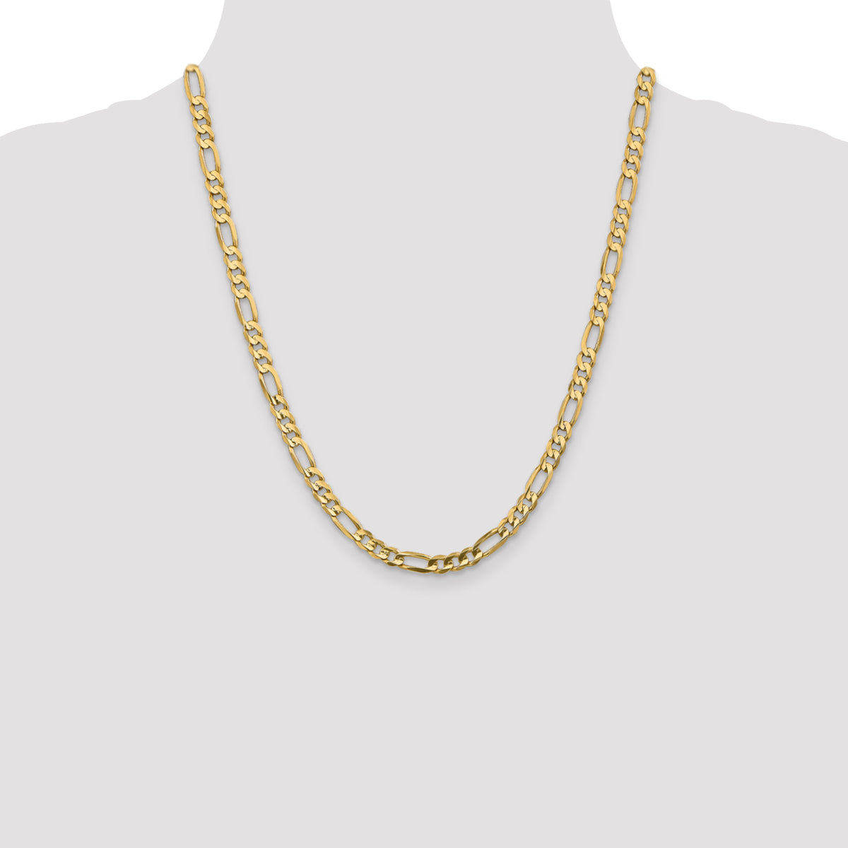 Concave Figaro Chain in 10K Yellow Gold, Bracelet to Necklace Lengths, 5.25mm - Sophia Jewelers
