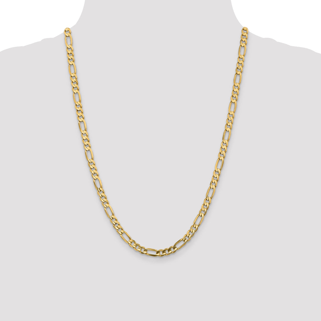 Concave Figaro Chain in 10K Yellow Gold, Bracelet to Necklace Lengths, 5.25mm - Sophia Jewelers