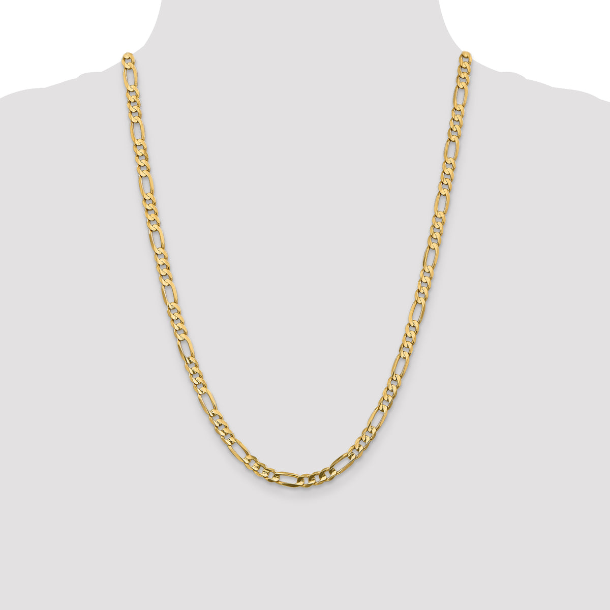Concave Figaro Chain in 10K Yellow Gold, Bracelet to Necklace Lengths, 5.25mm - Sophia Jewelers