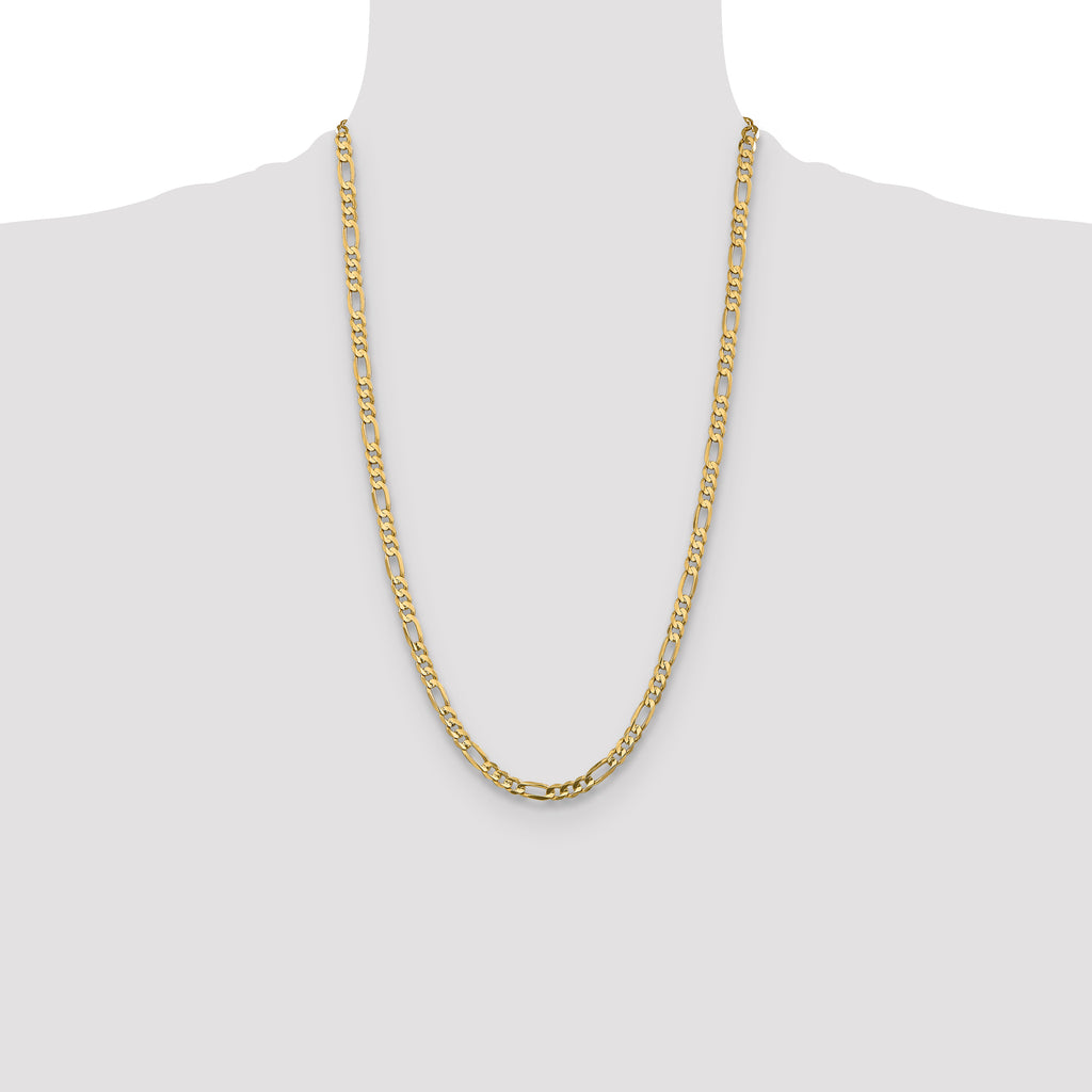 10K Yellow Gold Solid Figaro Chain Necklace 5.25mm