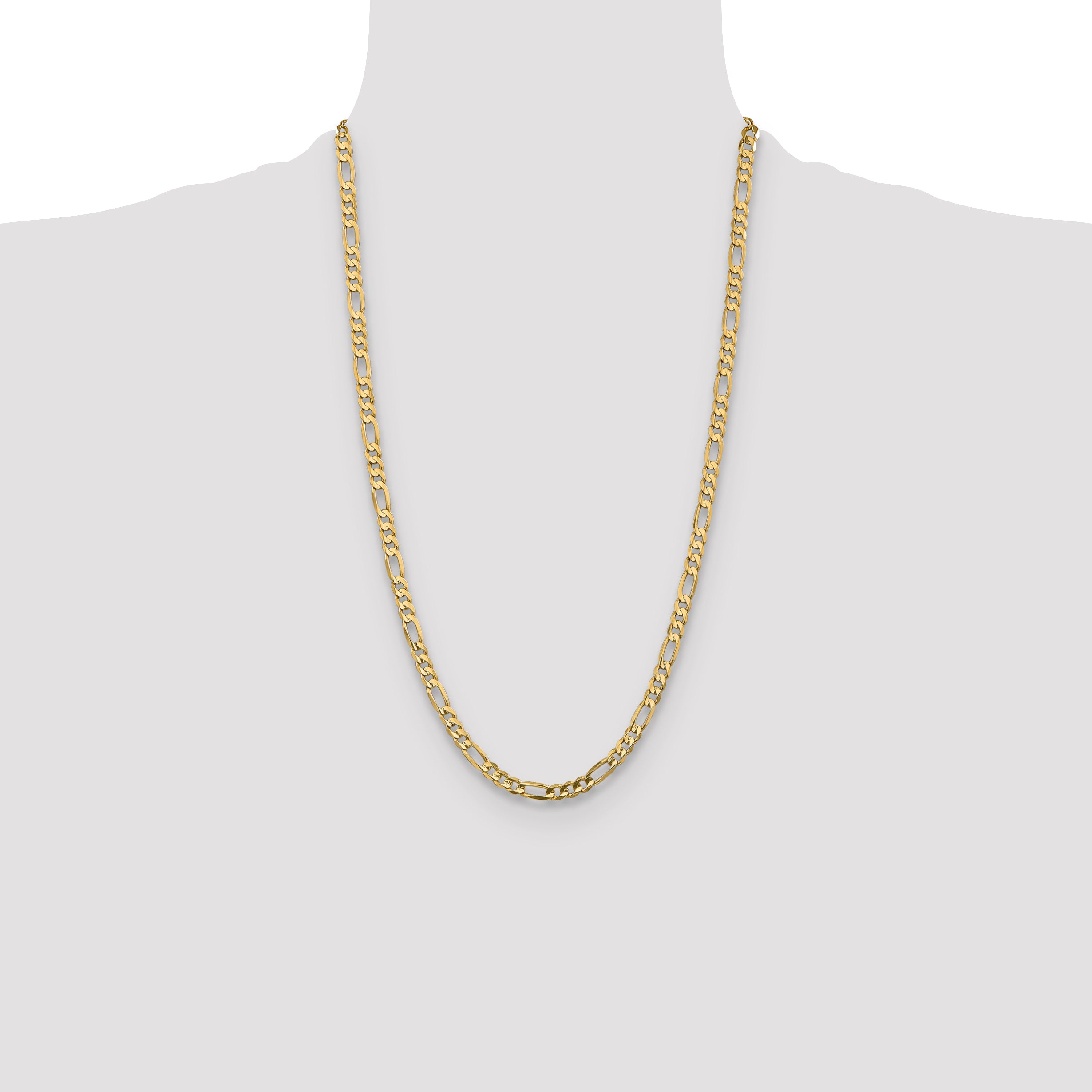 10K Yellow Gold Solid Figaro Chain Necklace 5.25mm